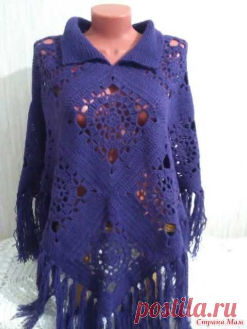 Пончо крючком, 36 моделей с описанием и схемами вязания
