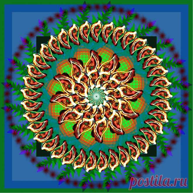 Мандала стихии огня с драконами.  ---   Green Patterned Mandala  Free Stock Photo HD - Public Domain Pictures