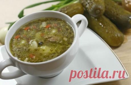 Рассольник, с зелеными солеными бочковыми помидорами: рецепт