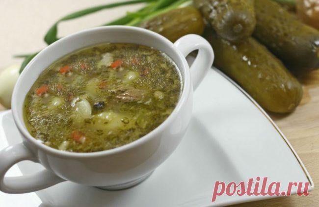 Рассольник, с зелеными солеными бочковыми помидорами: рецепт