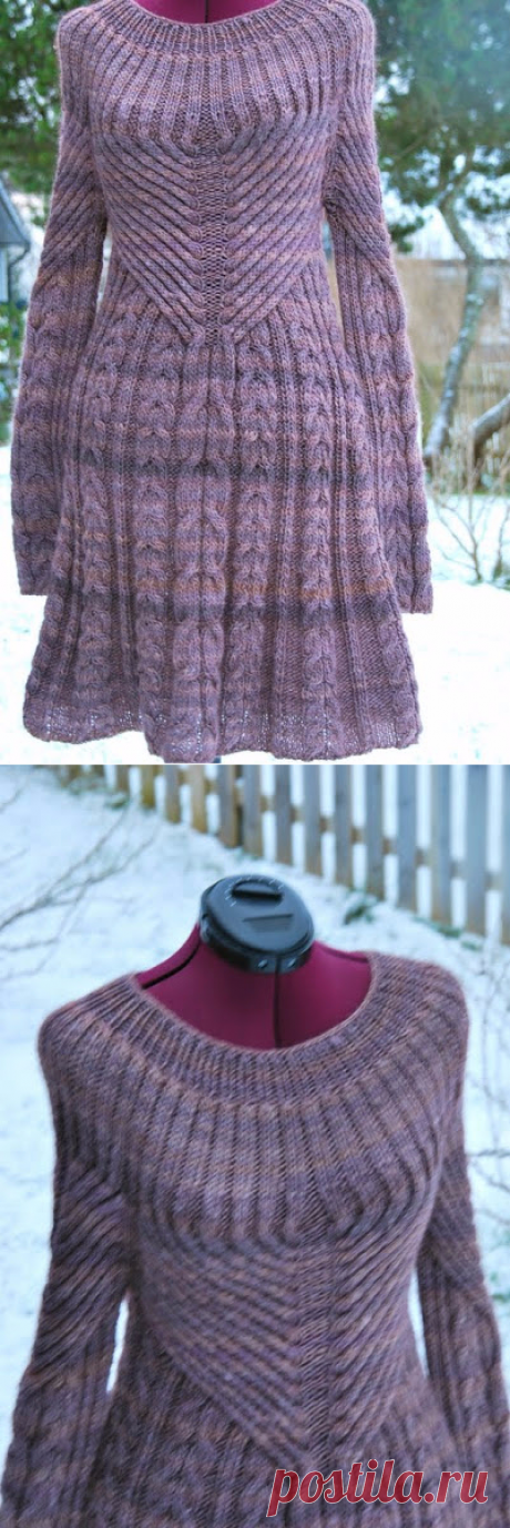 Вязание для женщин. Платье Modell 7 Braunes Zopfmusterkleid - Stricktrends 201104 Winter / Вязание