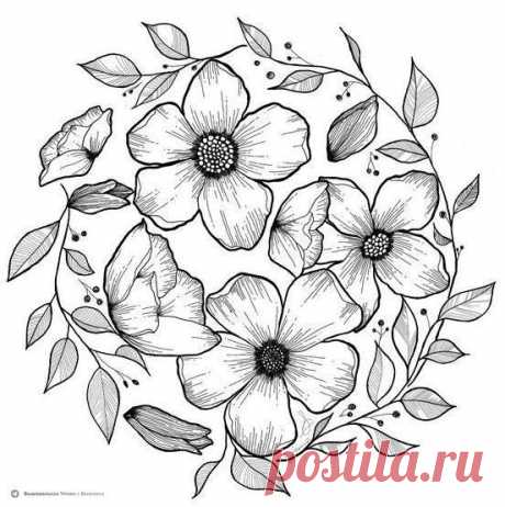 🦋🌶 Эскизы для цветочной вышивки