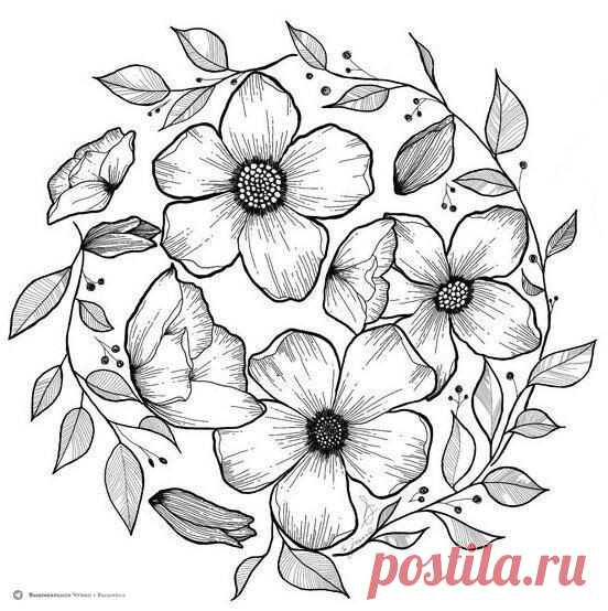 🦋🌶 Эскизы для цветочной вышивки