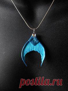 Blue mermaid fluke pendant, mermaid pendant, fairytale jewelry, gift for little girl, mermaid fantasy pendant, fantasy jewelry, original - pinned by pin4etsy.com