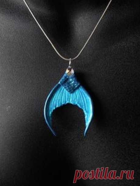 Blue mermaid fluke pendant, mermaid pendant, fairytale jewelry, gift for little girl, mermaid fantasy pendant, fantasy jewelry, original - pinned by pin4etsy.com