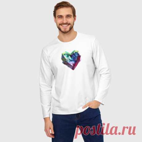 Мужской лонгслив oversize хлопок Геометрическое полигональное сердце - купить по цене 1855 руб в интернет-магазине Всемайки, арт 3643527