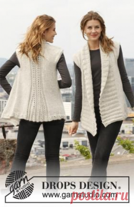 Жилет спицами с ажурными дорожками на спине на knitweek.ru