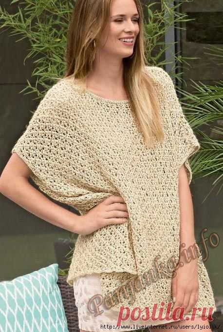 Ажурное пончо (ж) 25*178 Bergere de France