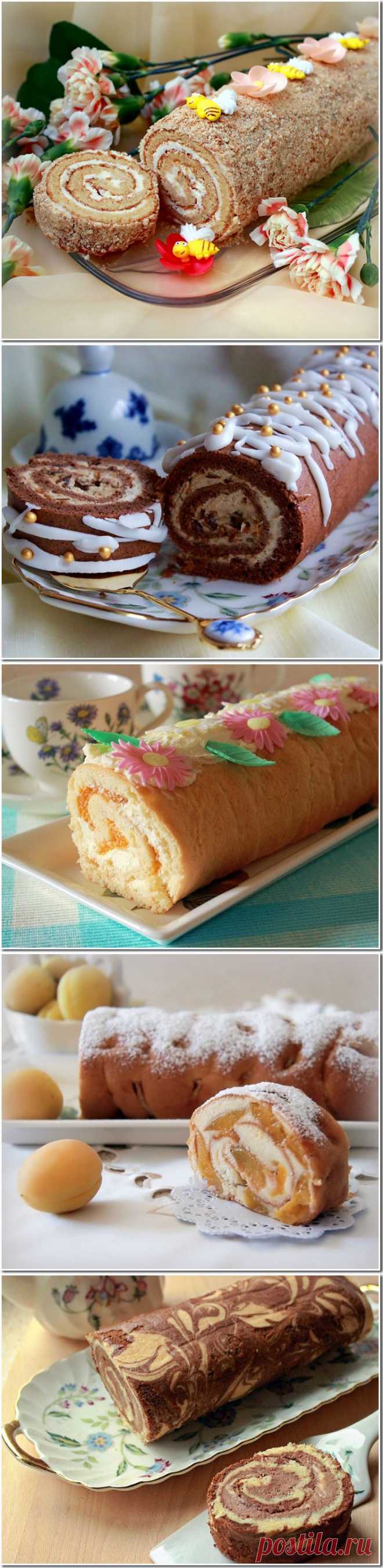 Десять рецептов вкуснейших домашних бисквитных рулетов.