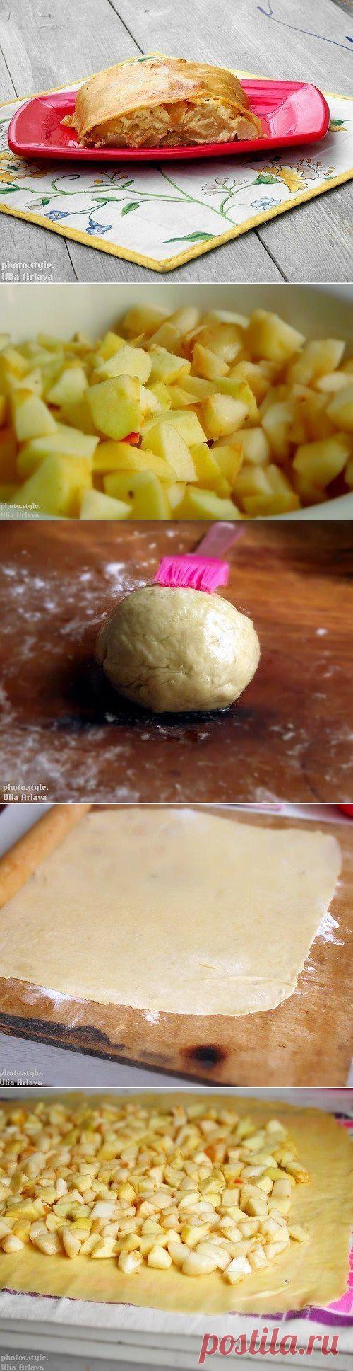 Как приготовить творожный штрудель с грушей и яблоками. - рецепт, ингридиенты и фотографии