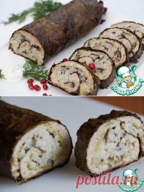 Рулет из фарша с рисом и виноградными листьями - кулинарный рецепт