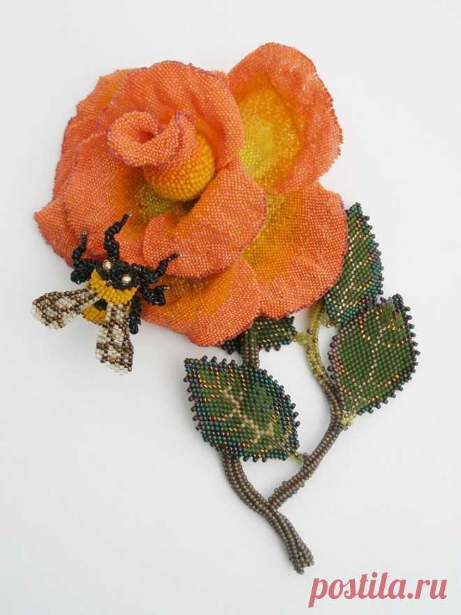 (330) Beadwork | Karen Paust | Beaded floral and bugs | Нейлоны, Бисер и Бисероплетение