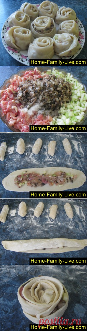Манты розочки - пошаговый фоторецепт - блюдо на парКулинарные рецепты