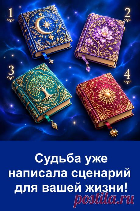 Перед вами четыре загадочные книги. Каждая хранит своё предсказание. Какая история ждёт именно вас? Не торопитесь, внимательно рассмотрите все книги и остановитесь на той, которая первой привлекла ваше внимание.