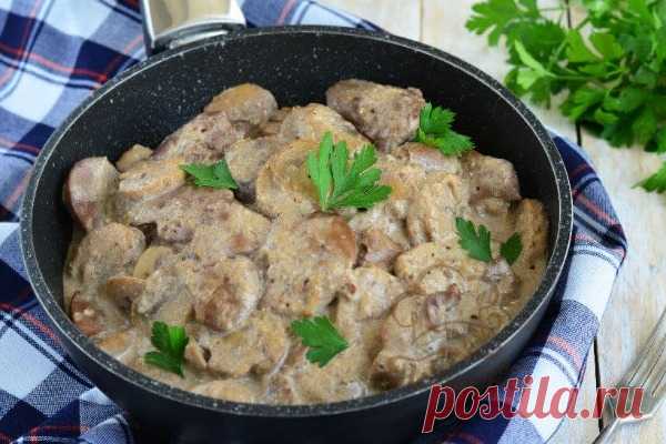 Куриная печень в сливочном соусе