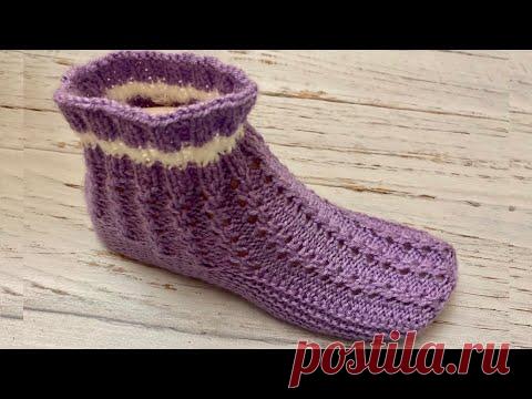 ЗА ОДИН ВЕЧЕР !!! Классные тапочки-следки на 2 спицах без швов  // iki patik modeller