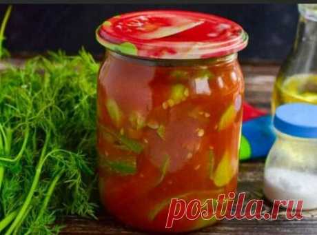 Тещин язык из огурцов с томатной пастой на зиму