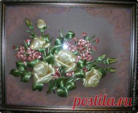 Восхитительные розы. Аппликация из соломки