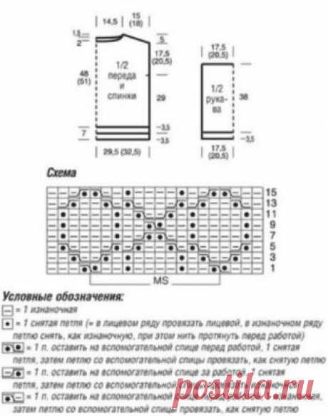 Серо-голубой пуловер спицами
