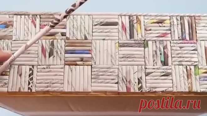 Коробка из газетных трубочек