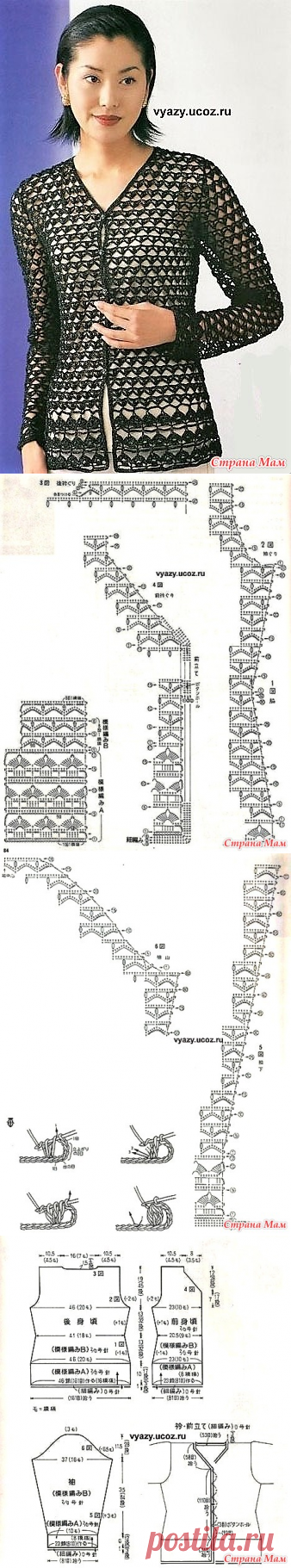 Ажурный жакет крючком. - ВЯЗАНАЯ МОДА+ ДЛЯ НЕМОДЕЛЬНЫХ ДАМ - Страна Мам