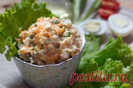 Салат из вареной морковки, яиц, сыра и горошка | Все Блюда