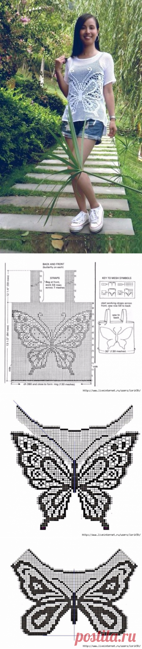 Туника - филе с бабочкой.