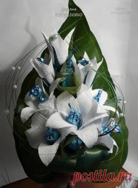 Мастер-класс по свит-дизайну - белые лилии из конфет. / Живой лёд глобальных вопросов