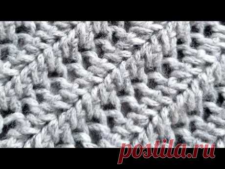 Рельефная сеточка-колосок спицами🧶❤️телеграм канал в ленте группы🧶knitting pattern.