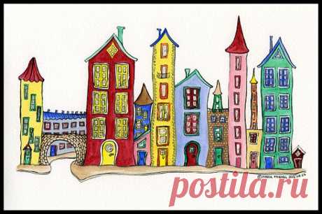 Houses illustration City illustration от MMoborgPhotography