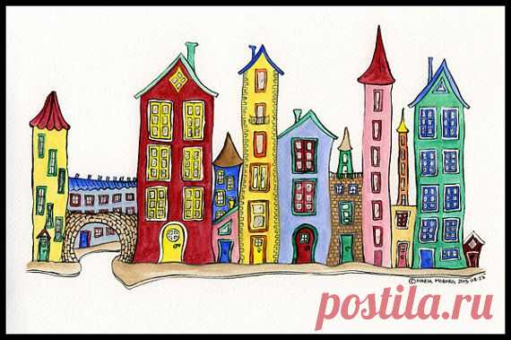 Houses illustration City illustration от MMoborgPhotography