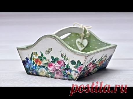Decoupage krok po kroku - Koszyczek z serduszkiem
