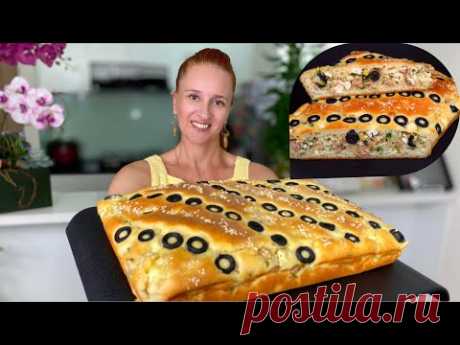 Быстрый РЫБНЫЙ ПИРОГ из консервов заливное тесто на кефире Вкусно Сытно Люда Изи Кук tuna pie recipe