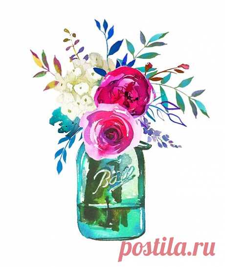 "watercolor Mason Jar Flowers " Poster By Southprints 8A8