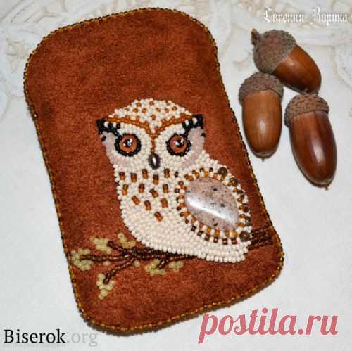 Чехол для мобильного телефона. Сова из бисера. | Laboratory household