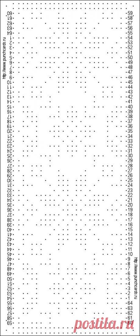 Просмотр рисунка перфокарты с раппортом 24 петли, пересчёт на две фонтуры, печать перфокарты