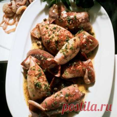 Кальмары, фаршированные грибами и сыром рецепт – основные блюда