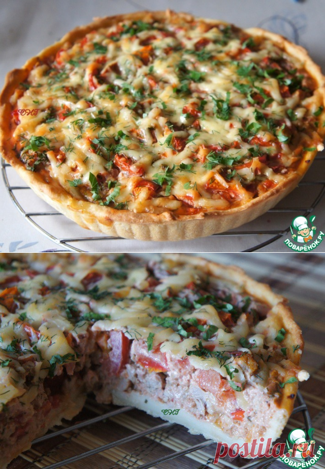 Открытый мясной пирог.