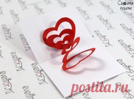 Открытка со спиральными сердечками