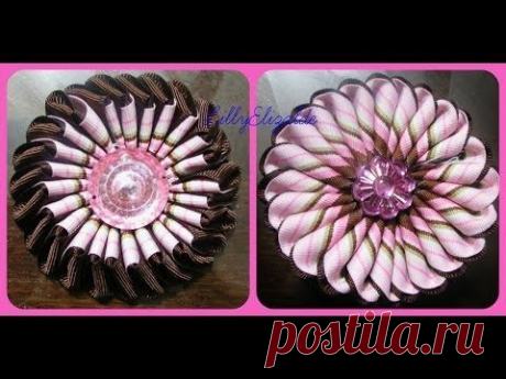 D.I.Y.Como Hacer Una Flor Doble Vista Con Liston !!!!!