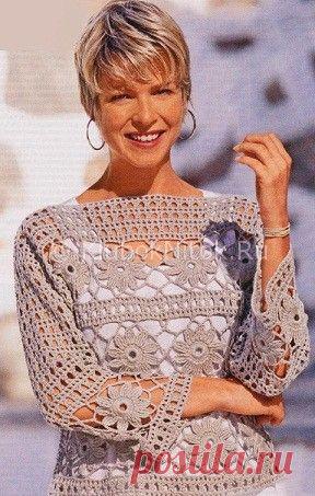 Кофта из цветных мотивов | Вязание для женщин | Вязание спицами и крючком. Схемы вязания.