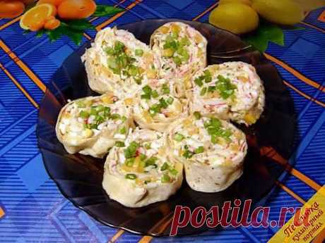 Рулет из лаваша с салатом (рецепт).