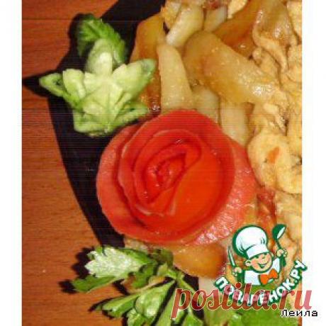 Украшение из помидора &quot;Роза&quot; - кулинарный рецепт