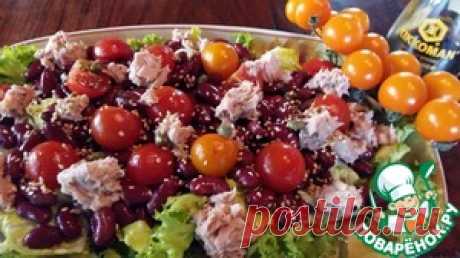 Зеленый салат с фасолью и тунцом - кулинарный рецепт