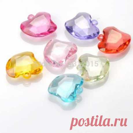 Aliexpress.com: Купить Бесплатная доставка! Diy акриловые шарм бусины в форме сердца любви смешанная цвет граненные 30 x 28 мм, 200 шт. из Надежный очарование капельницы поставщиков на Precious Jewellry