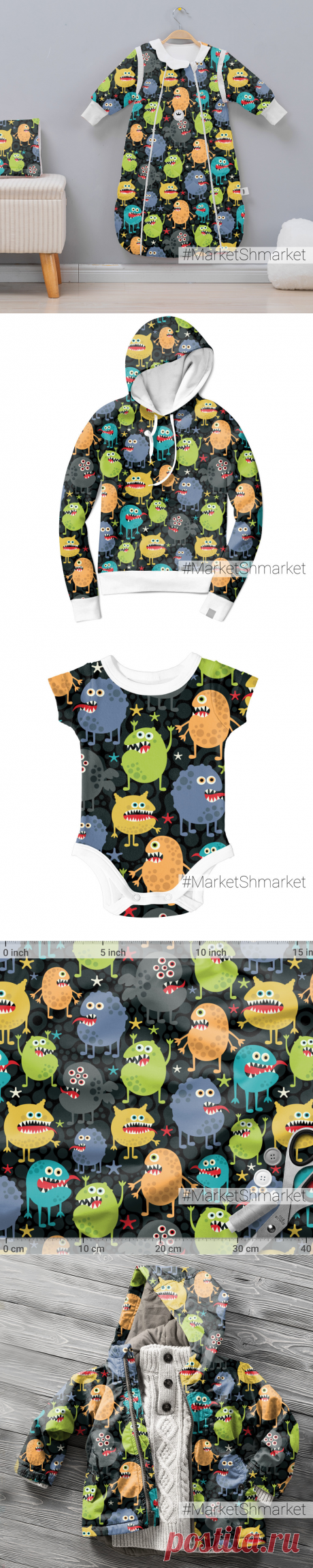 Ткань Микробы и звезды - закажи на #MarketShmarket.com любая ткань с любым принтом