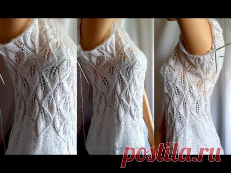 Рукавчики с идеальным подрезом спицами для шикарной ажурной кофточки спицами