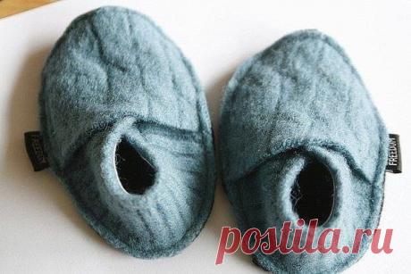 Тапочки из ненужного свитера