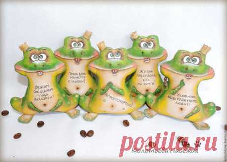Купить Лягухи позитивные - зеленый, лягушка, лягушка игрушка, кофейные позитивчики, позитив, кофейная игрушка