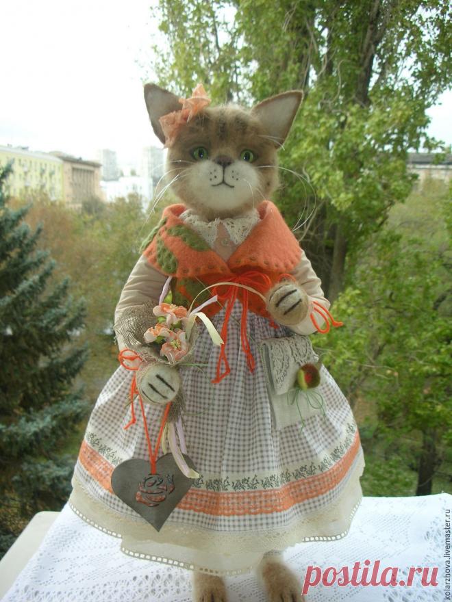 Купить Ариша.(по мотивам)Интерьерная авторская кошка. - бежевый, оранжевый цвет, кошка, кошечка